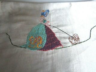 Vintage Hand Embroidered Crinoline Lady,  Cavalier Dog Cushion Cover Nightdress
