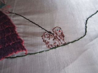 Vintage Hand Embroidered Crinoline Lady,  Cavalier Dog Cushion Cover Nightdress 3