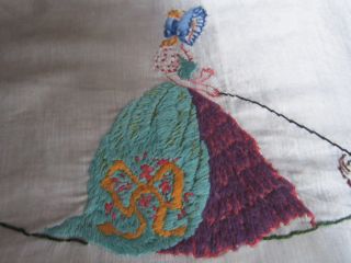 Vintage Hand Embroidered Crinoline Lady,  Cavalier Dog Cushion Cover Nightdress 4