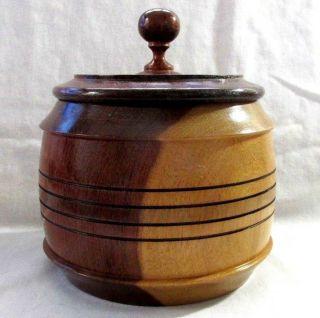 Lovely Vintage Custom Wood Turned Bowl Cracker Jar W/lid Cover Grain