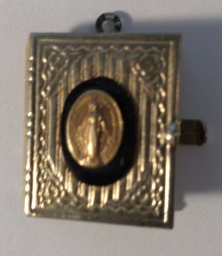 Antique Religious Book 4 Page Locket Holds 6 Pictures