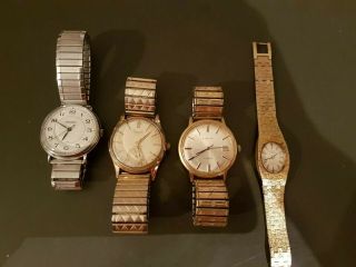 4 Vintage Watches Sekonda Ussr 2x Everite Avia Gents Lady 