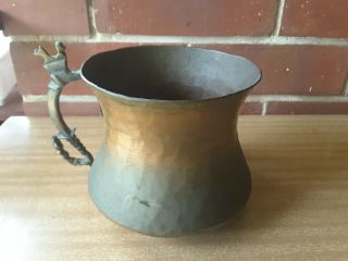 Antique Pot Pan Copper With Handle Hand Beaten