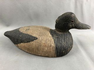 Antique Vintage Wood Carved Gray Black Glass Eye Duck Decoy