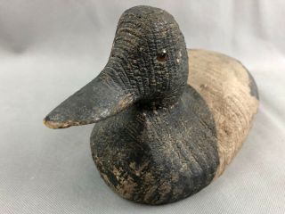 Antique Vintage Wood Carved Gray Black Glass Eye Duck Decoy 4