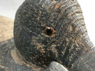 Antique Vintage Wood Carved Gray Black Glass Eye Duck Decoy 6