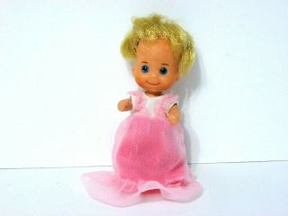 Sunshine Family Baby Sweets Toy Doll Pink Dress Blue Eyes Vintage Mattel 1973