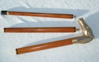 Vintage Sectional Collapsible Walking Stick With Solid Brass Head Handle