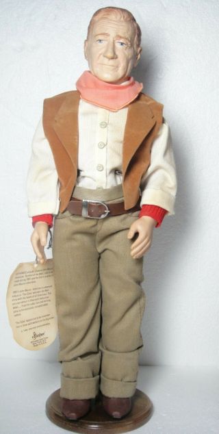 Effanbee John Wayne American Commemorative Doll.  1981.  17 inches tall plus Stand 3