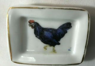 Vintage Porcelain Platter With Blue Rooster