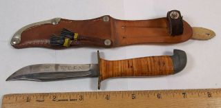 Gensco Puukko Vtg Hunting Knife Made In Finland W/sheath Fixed Blade
