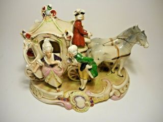 Germany 19436 Grafenthal Porcelain Horse And Carriage Figurine 1859