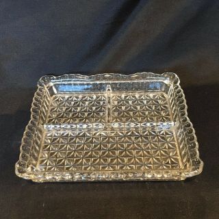 Antique Glass Divided Serving Tray Plate