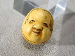 Fine Carving Face Ojime Bead Netsuke 19thc Japanese Antique Edo Inro