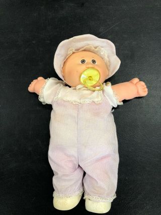 1985 Vintage Cabbage Patch Kid Preemie Doll Pink Checkered Outfit Brown Eyes