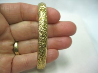 Antique Vintage c.  1910 14K Yellow Gold Filled Hinged Floral Repousse Bracelet 5