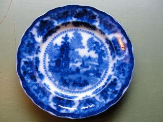 Antique William Adams & Sons Fairy Villas Flow Blue Plate 7 3/4 " W 1879 - 1910