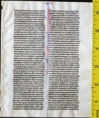 Early Ca.  1250 Bible Manuscript Leaf In Latin On Very Fine Vellum,  Numbers 3 - 5
