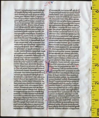 Early ca.  1250 Bible manuscript leaf in Latin on very fine vellum,  Numbers 3 - 5 2