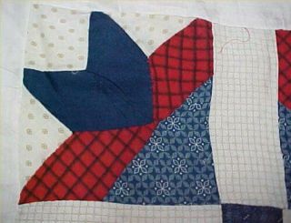 Vintage Quilt Top c1900 Cotton Fabric 72x84 
