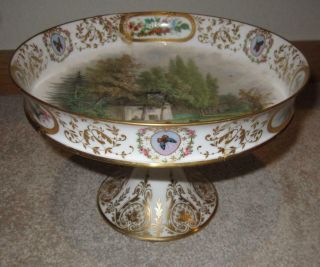 19th Century French Sevres Porcelain Titled Topographic Comport - Louis Philippe