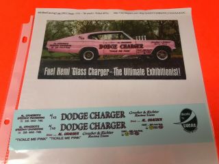" Tickle Me Pink " Dodge Vintage Style Drag Racing Model Kit Decal Sheet Lucas