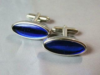Vintage Anson Silver With Blue Stone Cufflinks