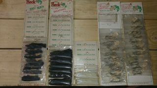 Fleck Vinyl/rubber Skirts & Trailer Hook On 5 Vintage Tackle Shop Display Cards