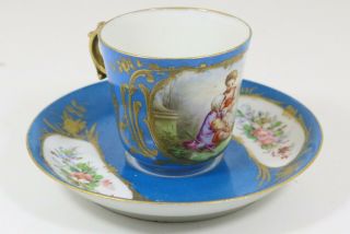 Antique French Porcelain Sevres Porcelain Cup And Saucer