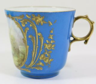 Antique French Porcelain Sevres Porcelain Cup and Saucer 3