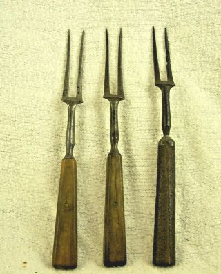 Three (3) Vintage Antique Civil War Era Two Prong Forks