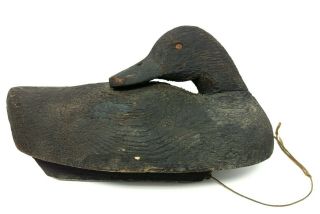 Antique Primitive Hand Carved Wood Duck Decoy With Turned Head Folk Art Hunting
