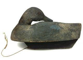 Antique Primitive Hand Carved Wood Duck Decoy with Turned Head Folk Art Hunting 2
