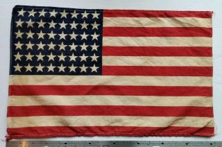 Vintage 48 Star American Flag 16 " X 10 " Parade Flag Hand Held Historical Usa