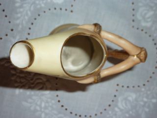 Antique Royal Worcester Vase Hand Painted/Gilded Jug with Horn Shaped Handle 6