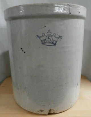 Antique Robinson Ransbottom Pottery Blue Crown 5 Gallon Stoneware Crock