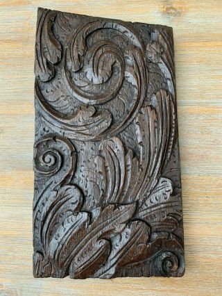 17th Century Carved Oak Panel Piece