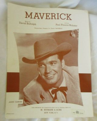 Vintage Maverick Music Sheet James Garner Television Series Western Tv Show 1958