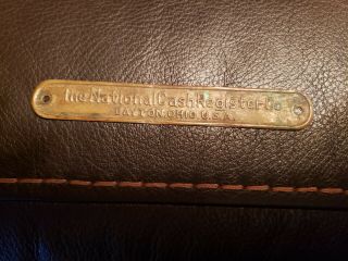 Antique National Cash Register Brass Name Plate Tag Label Ncr Vintage