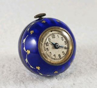 Antique Art Deco Sterling Silver & Enamel Normis Ball Watch Pendent