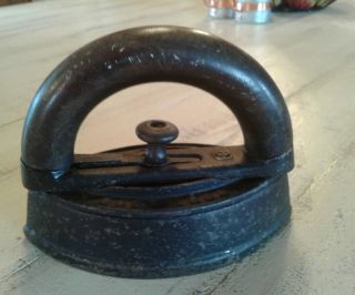 Antique Mrs.  Potts Flat Sad Iron Removable Wood Handle