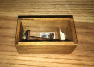 Vintage Dollhouse Miniature Artisan Stereoview Stereo Viewer,  Cards,  Storage Box 4