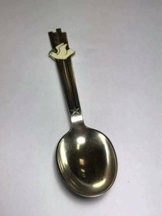 A Michelsen Sterling Silver Enamel Christmas Spoon 1943 Made In Denmark
