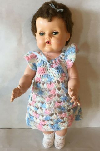 Vintage American Character Tiny Tears Baby Doll 20 " Sleep Eyes Rooted Hair