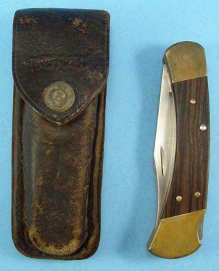 Vintage Buck 110 Knife With Sheath 4 Dot Circa 1981 - 1986