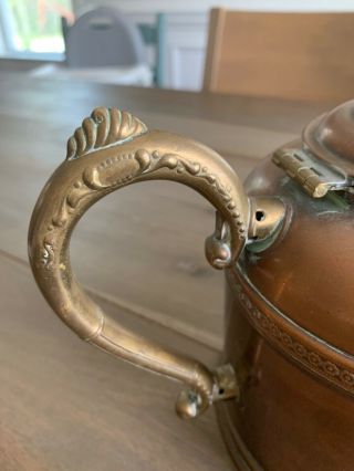 Antique Copper Kettle - ornate detail,  unique spout,  rustic farmhouse French decor 2