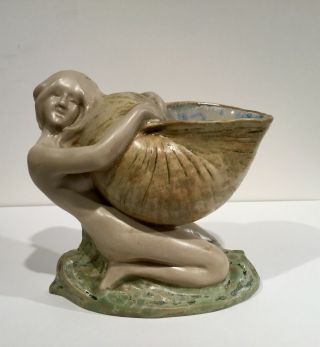 Antique Art Deco Mougin Nancy Nude Holding Shell Vase 96.  J