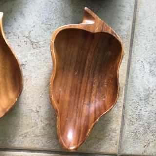 Set Of 4 Vintage Mid Century Wooden Carved Fruit Shaped Kitchen Bowls Dish Tray 7