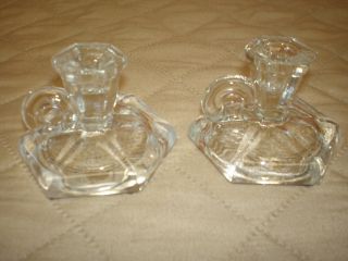 Vintage Crystal Glass Mini Candle Stick Holders - Set Of 2