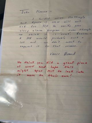1969 Handwritten Signed Letter Vance Brand Apollo 13 Crew Nasa Ken Mattingly